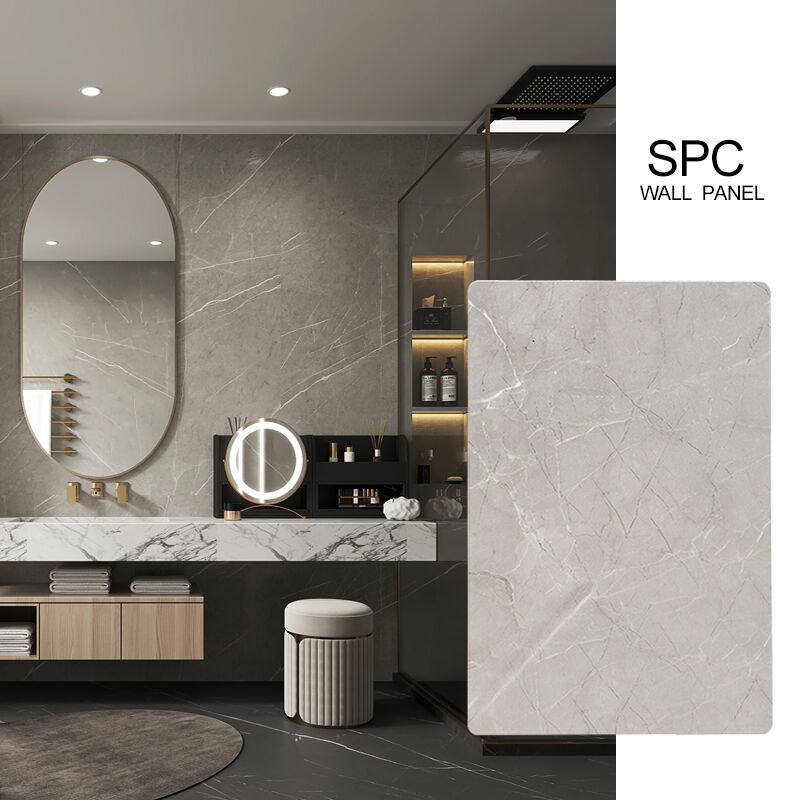 SPC Modern 3D Wall Panels Stone Crystal Waterproof Moisture Resistant Decorative Board for Bathroom Toilet