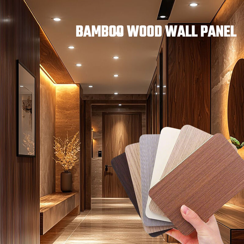 Modern Bamboo Charcoal Wood Veneer Indoor Decorative PVC Wood Grain Wear Resistant Wall Panel Cladding For Home And Hotel