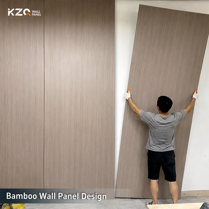 In Stock Fireproof Wood Grain Pvc Wall Panel Bamboo Wall Panel Design for Hotel Renovation Projects
