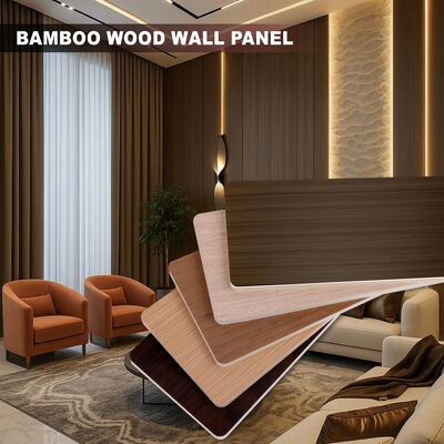 Moderne Bambus-Holz-Wandpaneele Wasserdicht Holzmaserung Holzfurnier Bambusfaser-Wandpaneele